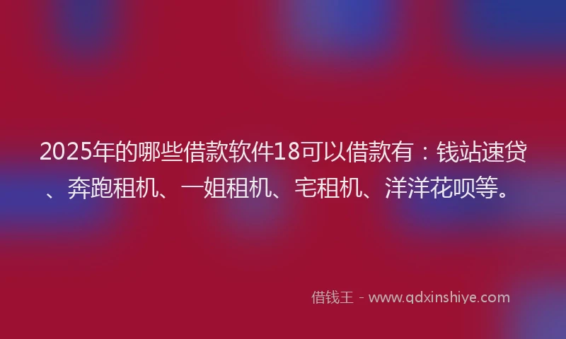 2025年的哪些借款软件18可以借款有：钱站速贷、奔跑租机、一姐租机、宅租机、洋洋花呗等。
