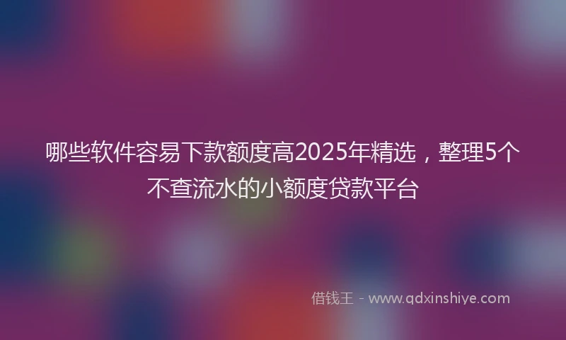 哪些软件容易下款额度高2025年精选，整理5个不查流水的小额度贷款平台