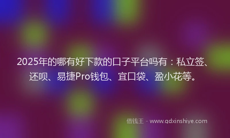 2025年的哪有好下款的口子平台吗有：私立签、还呗、易捷Pro钱包、宜口袋、盈小花等。