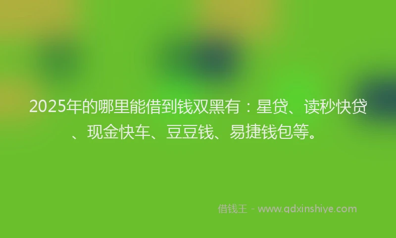 2025年的哪里能借到钱双黑有：星贷、读秒快贷、现金快车、豆豆钱、易捷钱包等。