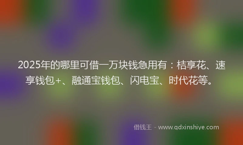 2025年的哪里可借一万块钱急用有:桔享花、速享钱包+、融通宝钱包、闪电宝、时代花等。
