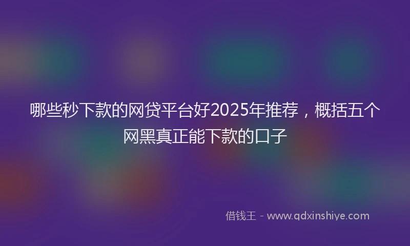 哪些秒下款的网贷平台好2025年推荐，概括五个网黑真正能下款的口子