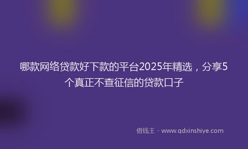 哪款网络贷款好下款的平台2025年精选，分享5个真正不查征信的贷款口子
