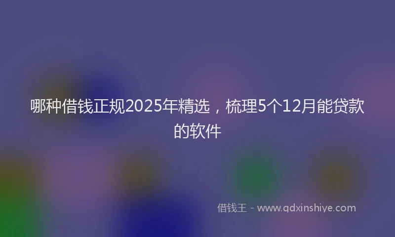 哪种借钱正规2025年精选，梳理5个12月能贷款的软件