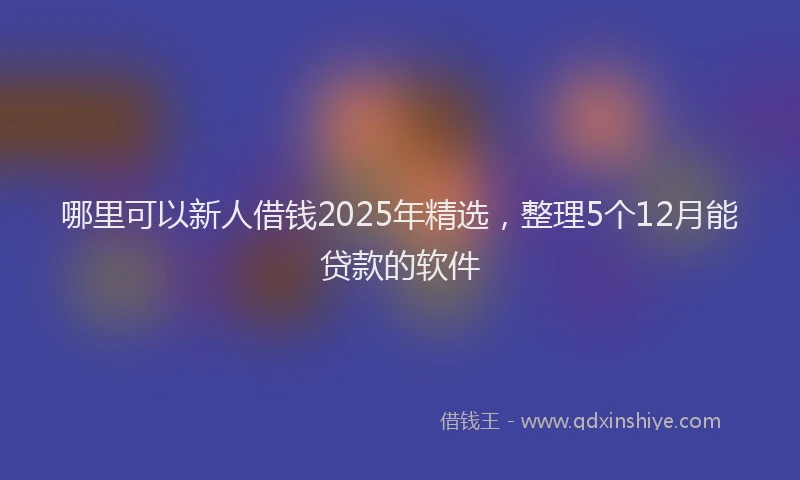 哪里可以新人借钱2025年精选，整理5个12月能贷款的软件