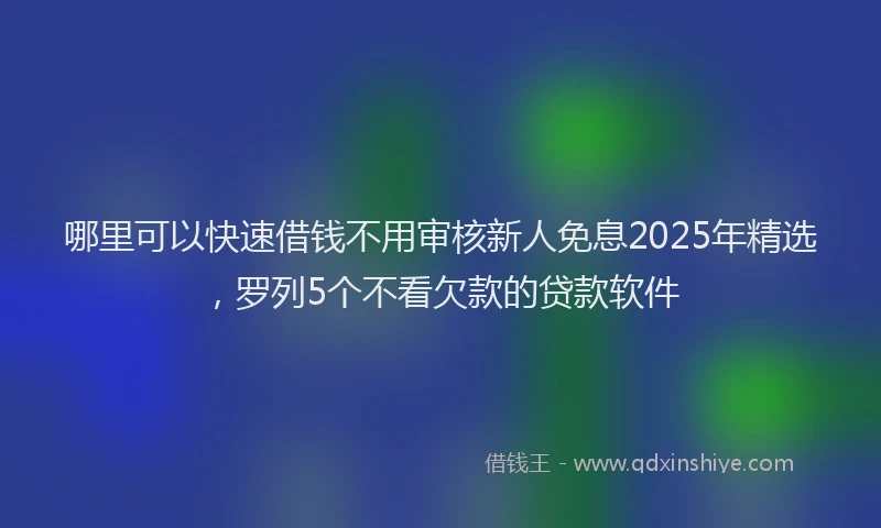 哪里可以快速借钱不用审核新人免息2025年精选，罗列5个不看欠款的贷款软件