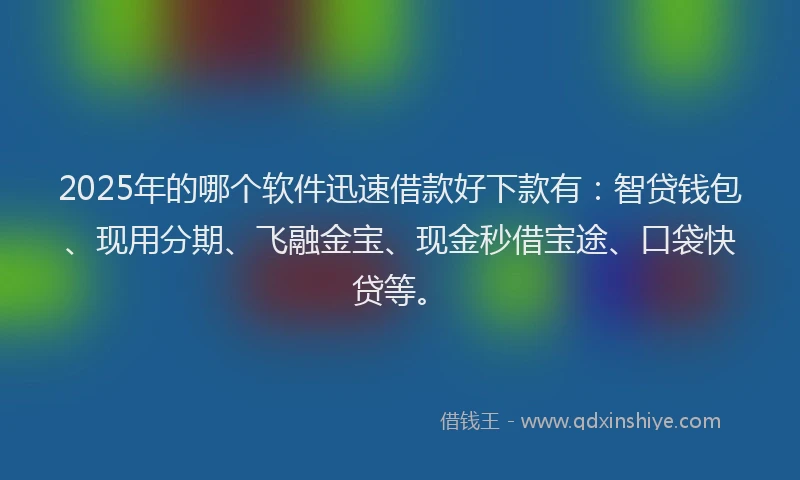 2025年的哪个软件迅速借款好下款有：智贷钱包、现用分期、飞融金宝、现金秒借宝途、口袋快贷等。