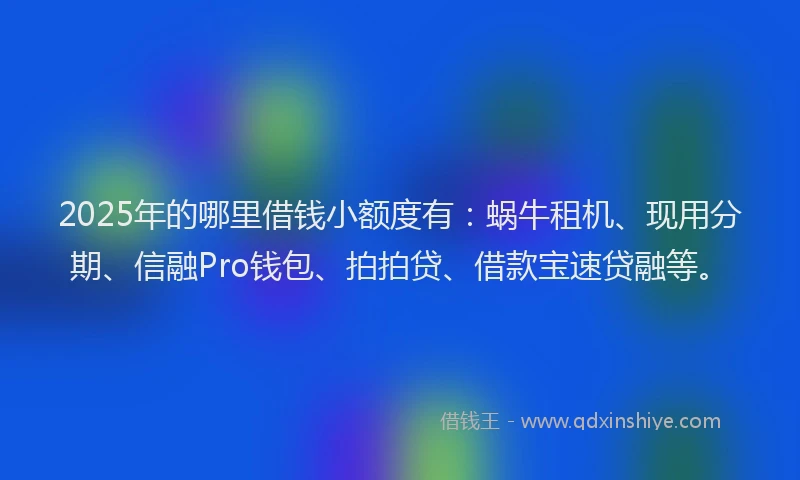 2025年的哪里借钱小额度有：蜗牛租机、现用分期、信融Pro钱包、拍拍贷、借款宝速贷融等。