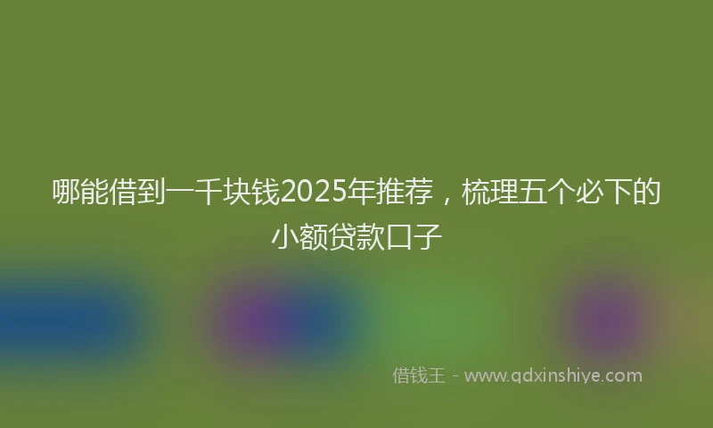 哪能借到一千块钱2025年推荐，梳理五个必下的小额贷款口子