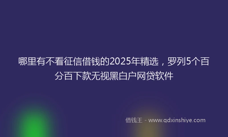 哪里有不看征信借钱的2025年精选，罗列5个百分百下款无视黑白户网贷软件