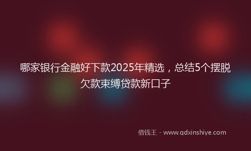 哪家银行金融好下款2025年精选，总结5个摆脱欠款束缚贷款新口子