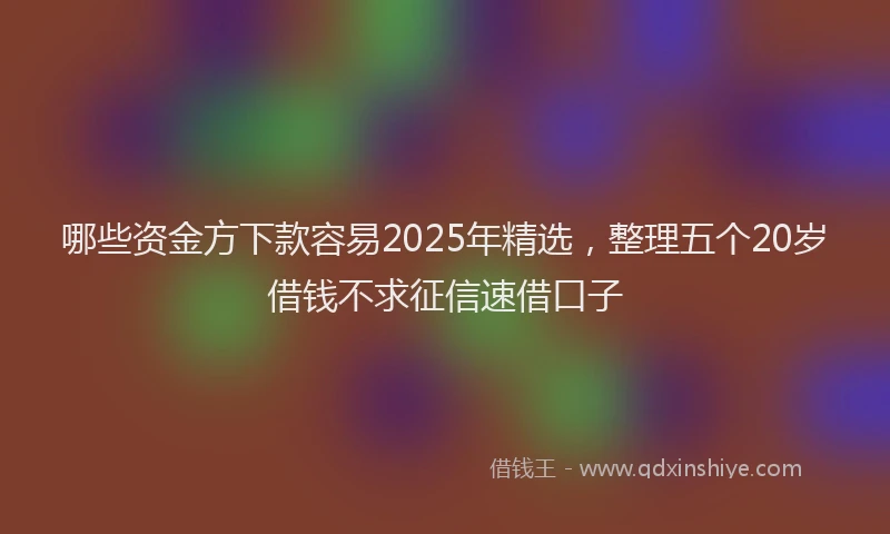 哪些资金方下款容易2025年精选，整理五个20岁借钱不求征信速借口子