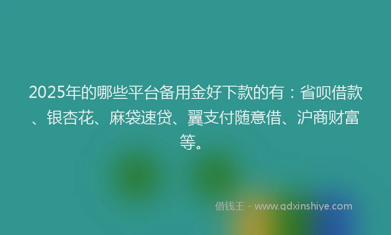 2025年的哪些平台备用金好下款的有：省呗借款、银杏花、麻袋速贷、翼支付随意借、沪商财富等。