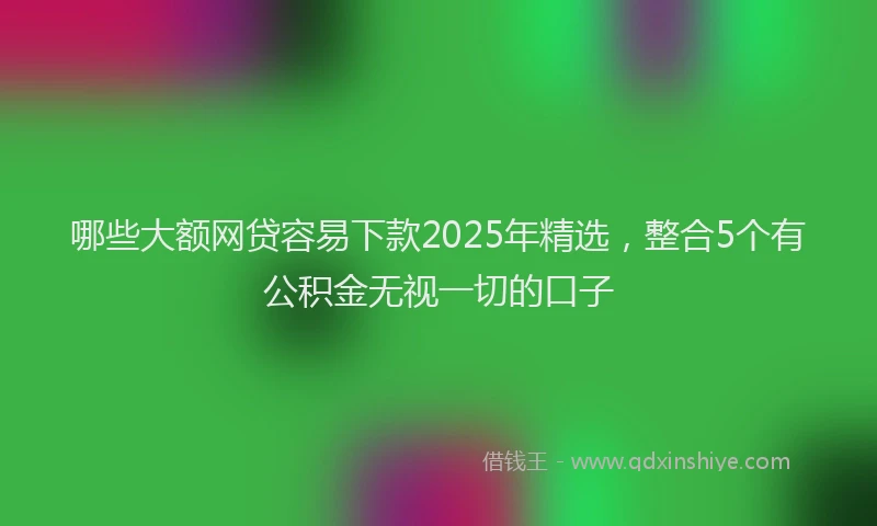 哪些大额网贷容易下款2025年精选，整合5个有公积金无视一切的口子