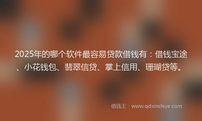 2025年的哪个软件最容易贷款借钱有：借钱宝途、小花钱包、翡翠信贷、掌上信用、珊瑚贷等。