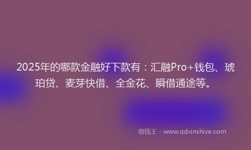 2025年的哪款金融好下款有:汇融Pro+钱包、琥珀贷、麦芽快借、全金花、瞬借通途等。