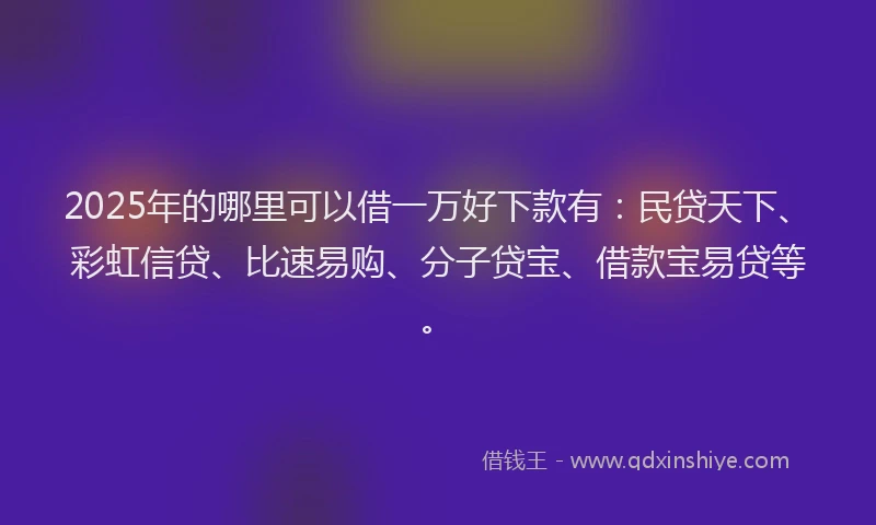 2025年的哪里可以借一万好下款有：民贷天下、彩虹信贷、比速易购、分子贷宝、借款宝易贷等。