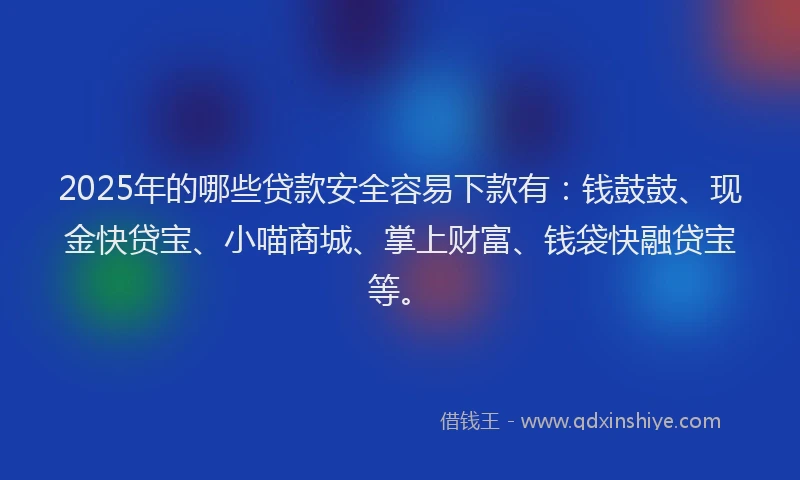 2025年的哪些贷款安全容易下款有：钱鼓鼓、现金快贷宝、小喵商城、掌上财富、钱袋快融贷宝等。