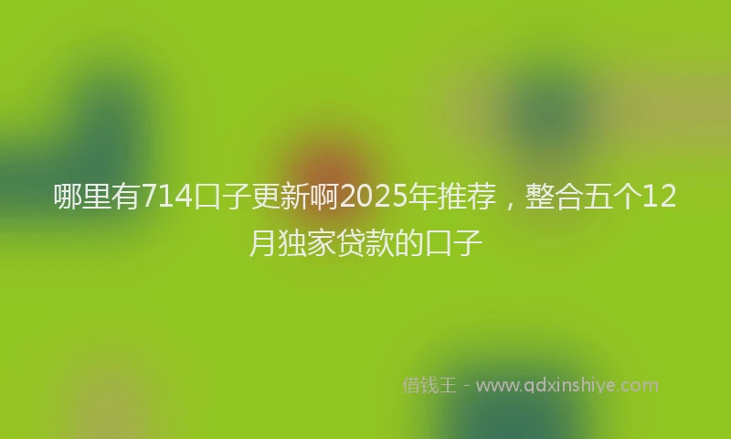 哪里有714口子更新啊2025年推荐，整合五个12月独家贷款的口子