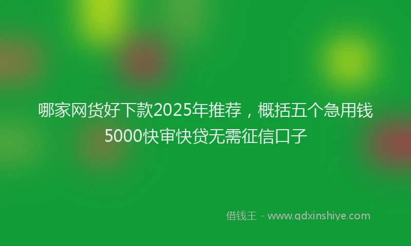 哪家网货好下款2025年推荐，概括五个急用钱5000快审快贷无需征信口子