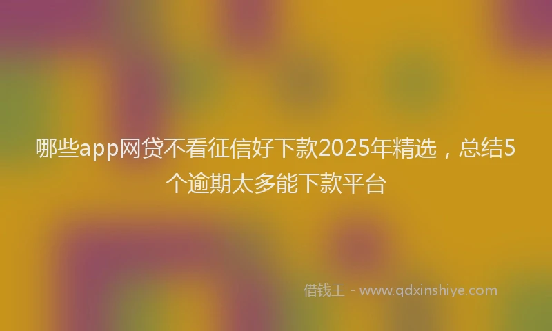 哪些app网贷不看征信好下款2025年精选，总结5个逾期太多能下款平台