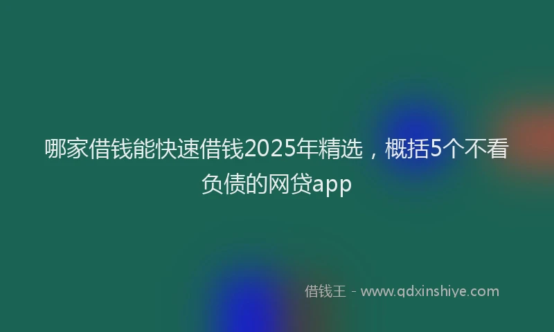 哪家借钱能快速借钱2025年精选，概括5个不看负债的网贷app