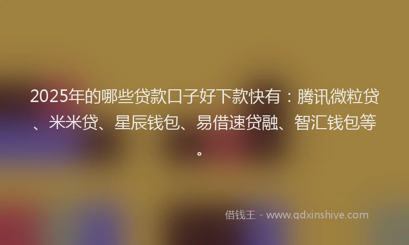 2025年的哪些贷款口子好下款快有：腾讯微粒贷、米米贷、星辰钱包、易借速贷融、智汇钱包等。