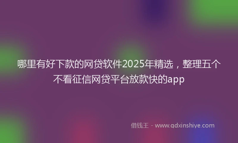 哪里有好下款的网贷软件2025年精选，整理五个不看征信网贷平台放款快的app