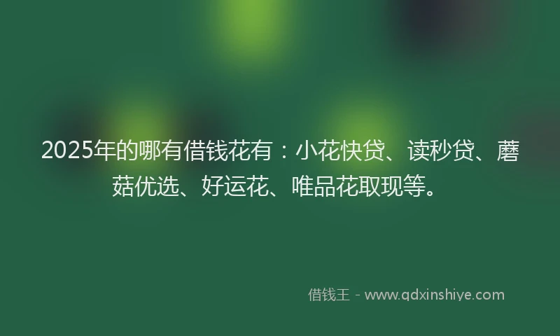 2025年的哪有借钱花有：小花快贷、读秒贷、蘑菇优选、好运花、唯品花取现等。
