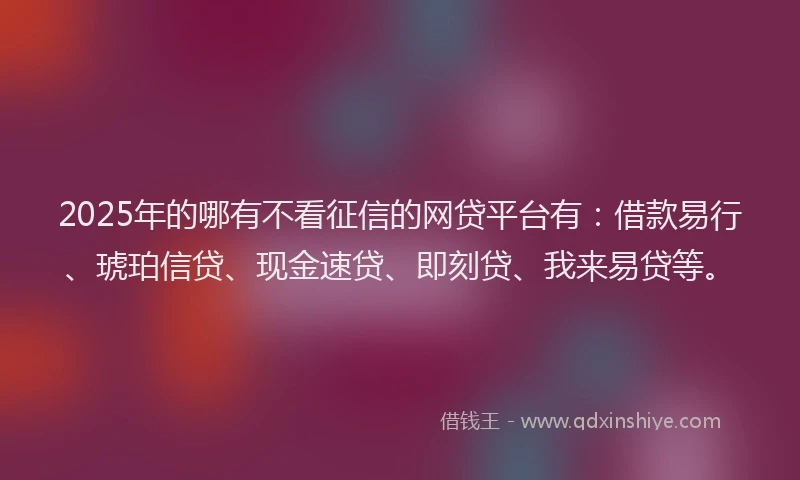 2025年的哪有不看征信的网贷平台有：借款易行、琥珀信贷、现金速贷、即刻贷、我来易贷等。