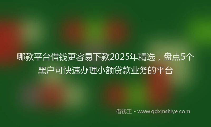 哪款平台借钱更容易下款2025年精选，盘点5个黑户可快速办理小额贷款业务的平台