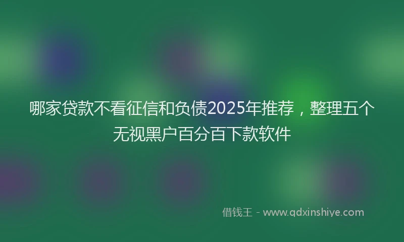 哪家贷款不看征信和负债2025年推荐，整理五个无视黑户百分百下款软件