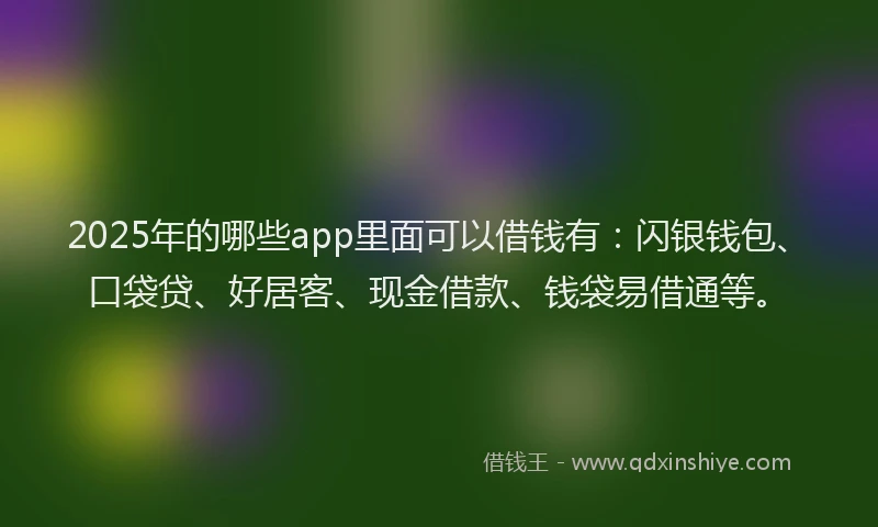 2025年的哪些app里面可以借钱有：闪银钱包、口袋贷、好居客、现金借款、钱袋易借通等。