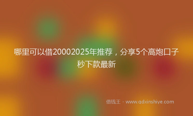 哪里可以借20002025年推荐，分享5个高炮口子秒下款最新