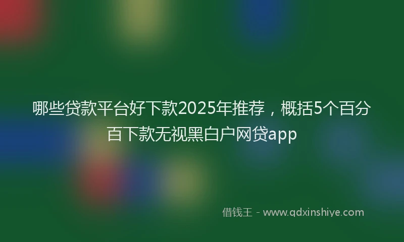 哪些贷款平台好下款2025年推荐，概括5个百分百下款无视黑白户网贷app