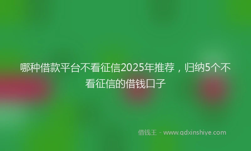 哪种借款平台不看征信2025年推荐，归纳5个不看征信的借钱口子