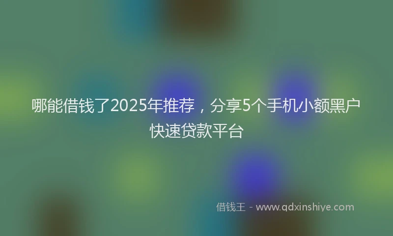 哪能借钱了2025年推荐，分享5个手机小额黑户快速贷款平台