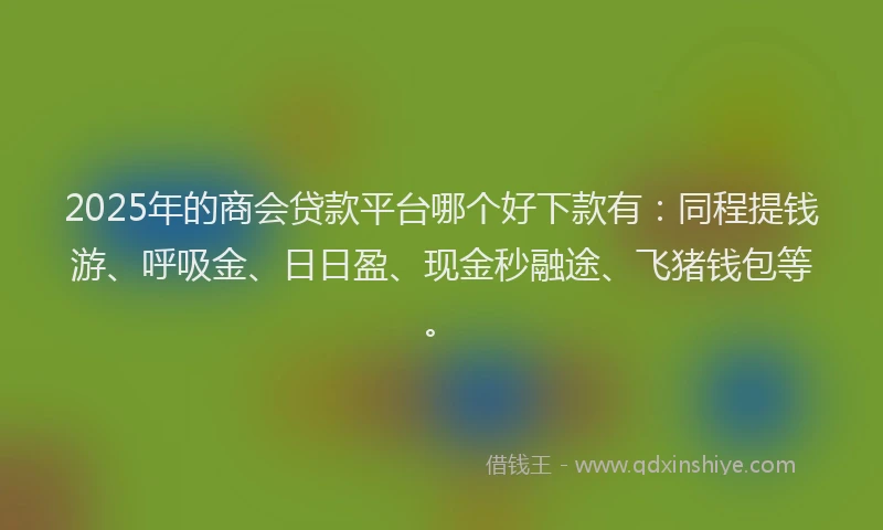 2025年的商会贷款平台哪个好下款有：同程提钱游、呼吸金、日日盈、现金秒融途、飞猪钱包等。