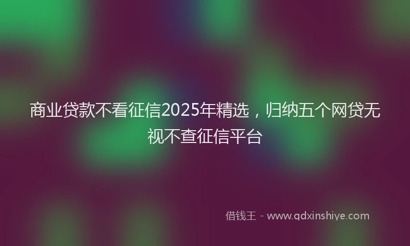 商业贷款不看征信2025年精选，归纳五个网贷无视不查征信平台