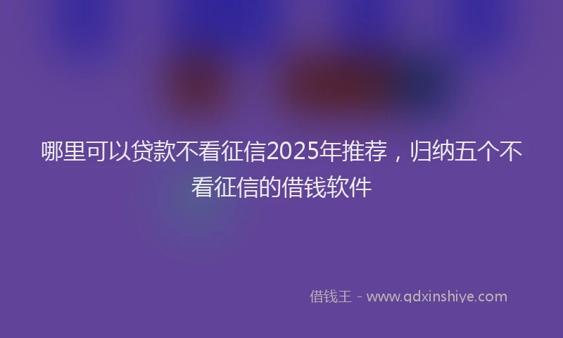 哪里可以贷款不看征信2025年推荐,归纳五个不看征信的借钱软件