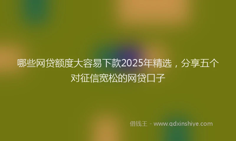 哪些网贷额度大容易下款2025年精选，分享五个对征信宽松的网贷口子