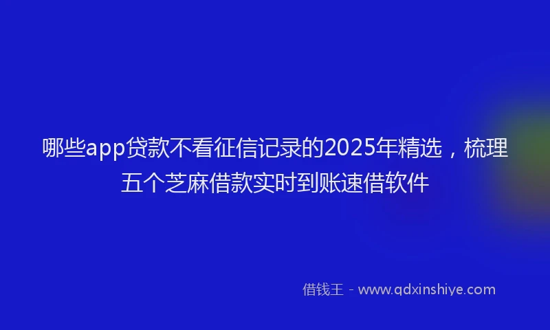 哪些app贷款不看征信记录的2025年精选，梳理五个芝麻借款实时到账速借软件