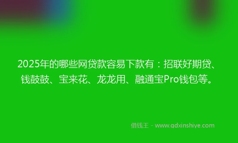 2025年的哪些网贷款容易下款有：招联好期贷、钱鼓鼓、宝来花、龙龙用、融通宝Pro钱包等。