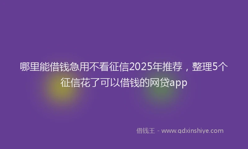 哪里能借钱急用不看征信2025年推荐,整理5个征信花了可以借钱的网贷app