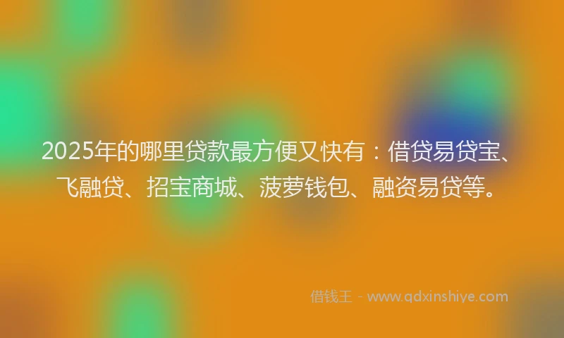 2025年的哪里贷款最方便又快有：借贷易贷宝、飞融贷、招宝商城、菠萝钱包、融资易贷等。