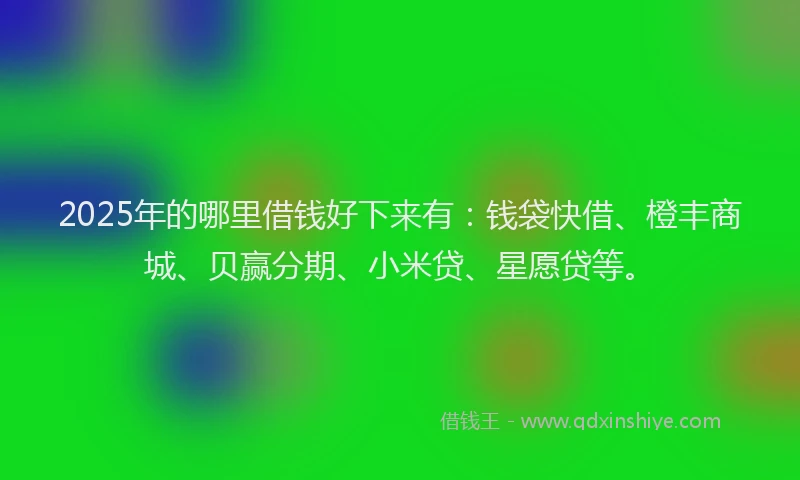 2025年的哪里借钱好下来有：钱袋快借、橙丰商城、贝赢分期、小米贷、星愿贷等。