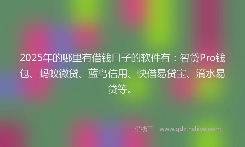 2025年的哪里有借钱口子的软件有：智贷Pro钱包、蚂蚁微贷、蓝鸟信用、快借易贷宝、滴水易贷等。