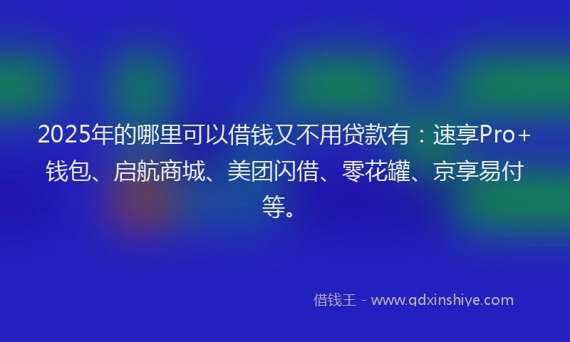 2025年的哪里可以借钱又不用贷款有：速享Pro+钱包、启航商城、美团闪借、零花罐、京享易付等。