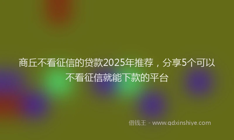 商丘不看征信的贷款2025年推荐，分享5个可以不看征信就能下款的平台