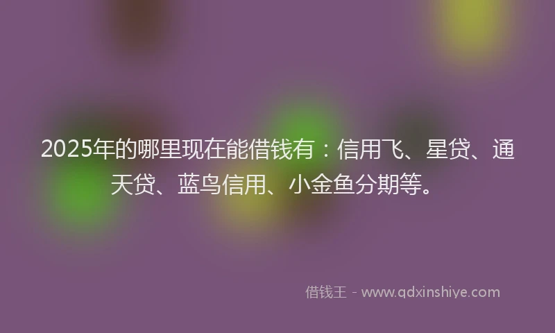 2025年的哪里现在能借钱有：信用飞、星贷、通天贷、蓝鸟信用、小金鱼分期等。